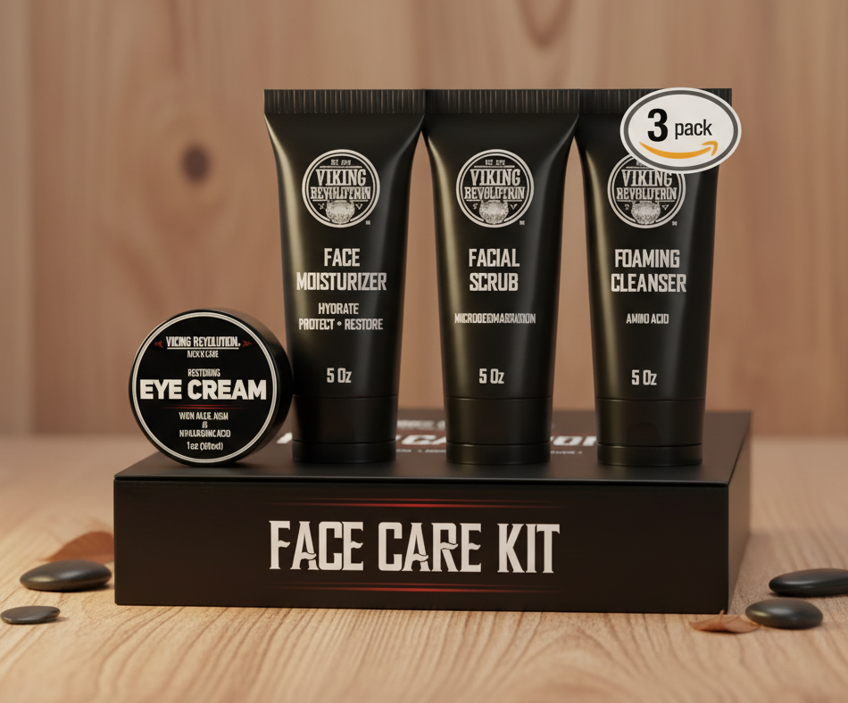 Kit de Cuidado Facial para Hombres: Set de regalo anti-edad. Incluye crema hidratante, exfoliante facial, espuma limpiadora y crema para ojos para una rutina de piel completa.